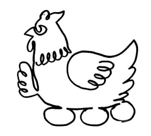 One stroke drawing of hen hatching eggs