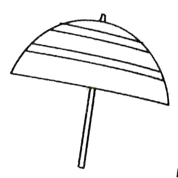 A complete collection of simple strokes of an umbrella and its drawing steps