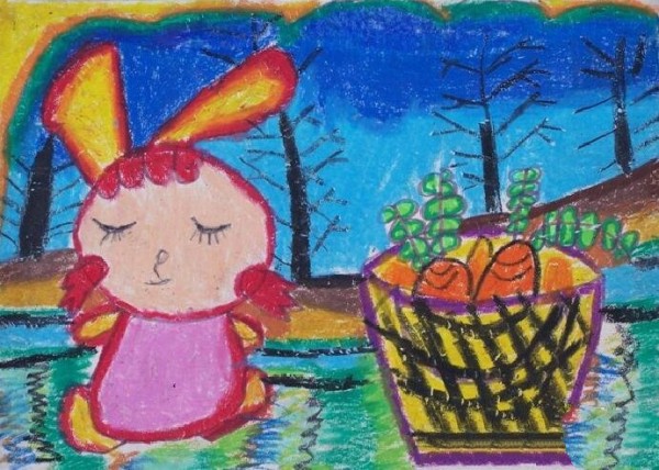 Appreciation of paintings of happy little rabbit and autumn harvest