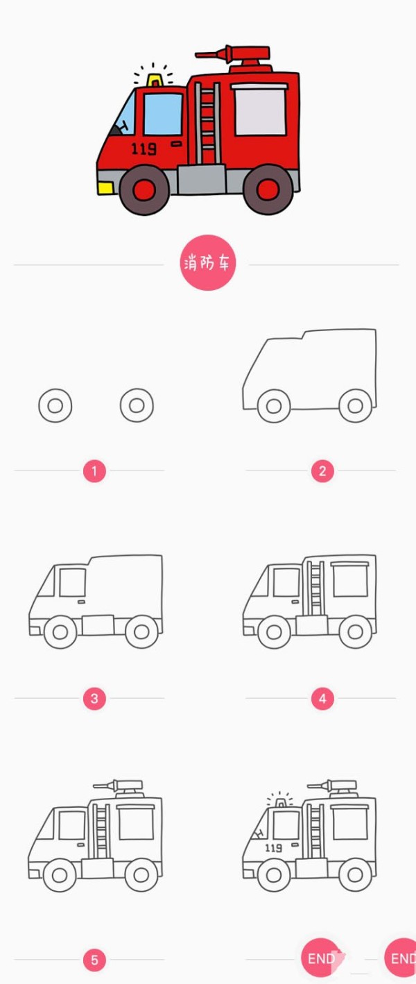 How to draw a simple fire truck