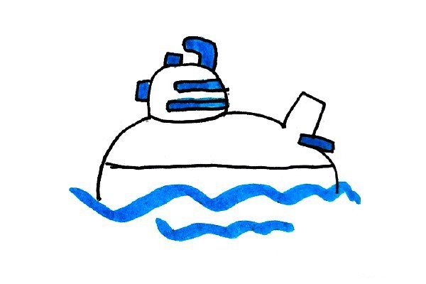 Fresh ocean style submarine simple drawing