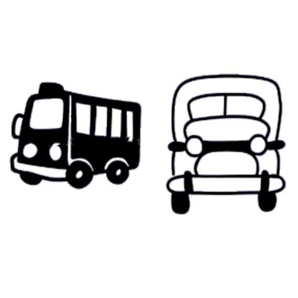 Complete collection of simple strokes of cartoon transportation vehicles