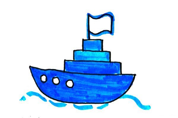 Fresh ocean style ship simple drawing