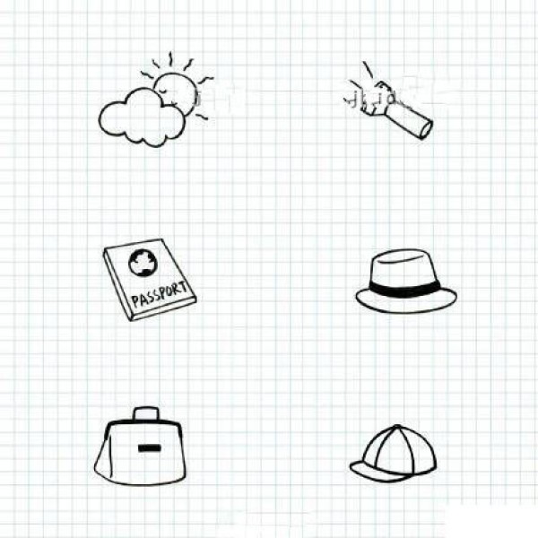 54 simple black and white sketches about travel