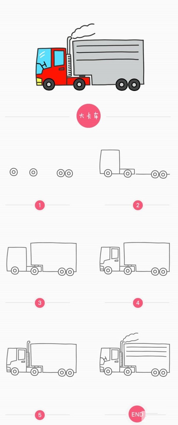 How to draw a big truck with simple strokes