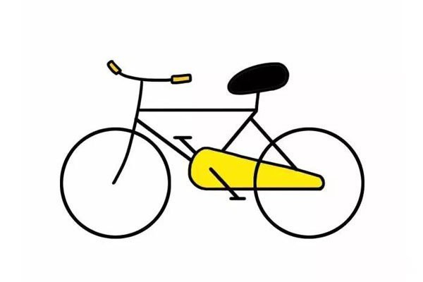 Simple drawing of bicycle as means of transportation