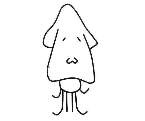 A set of cartoon squid simple strokes pictures