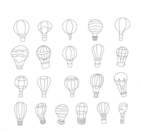 How to draw various hot air balloons