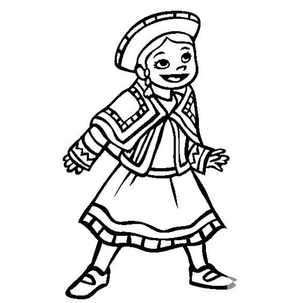 Simple drawings of the worlds national costumes Simple drawings of Peruvian little girls