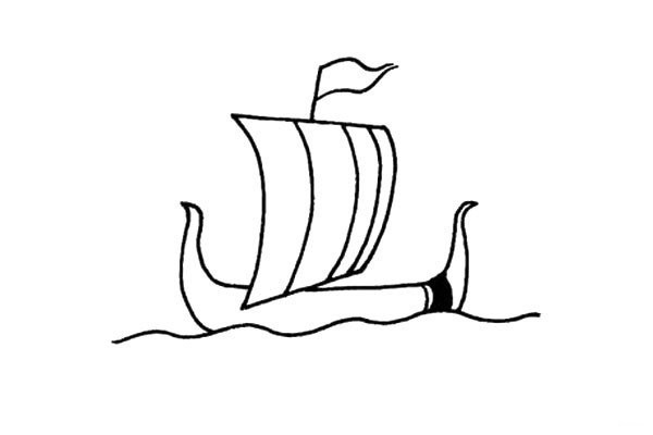 Easy to learn the simple drawing of a sailing boat