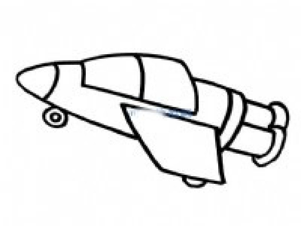 Simple drawing picture of manned spaceship