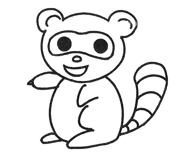 Six cute raccoon simple drawing pictures