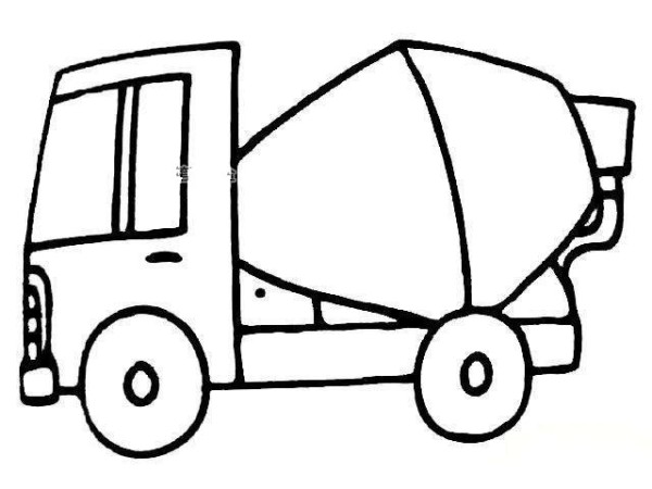 Mixer truck simple drawing picture of engineering vehicle