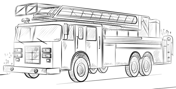 Simple drawing of ladder fire truck