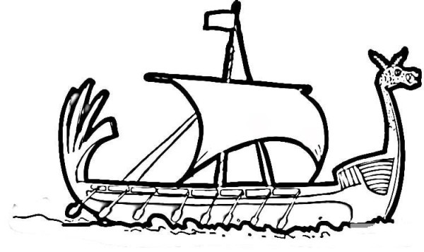 How to draw a Viking ship with simple strokes