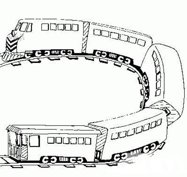 Simple drawing picture of train climbing uphill