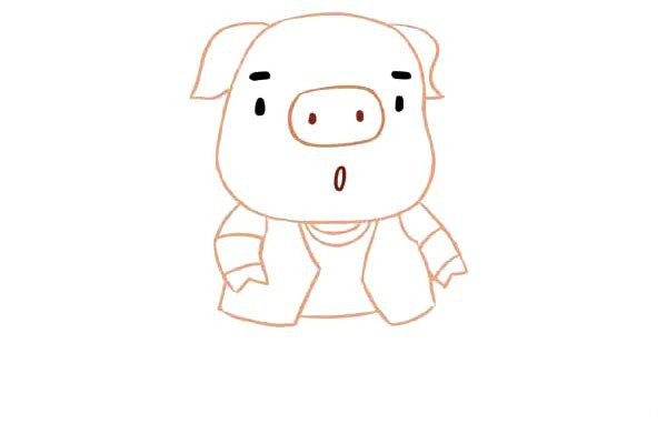 Cute cartoon pig simple drawing