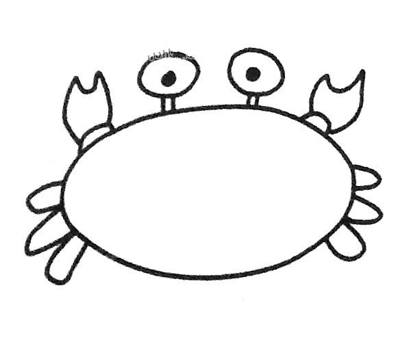 Learn to draw a crab in four steps