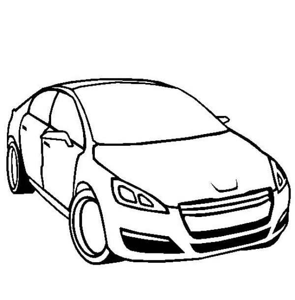 Car simple drawing, Peugeot simple drawing picture