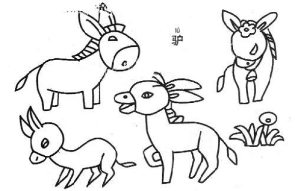 Simple strokes of donkey pictures