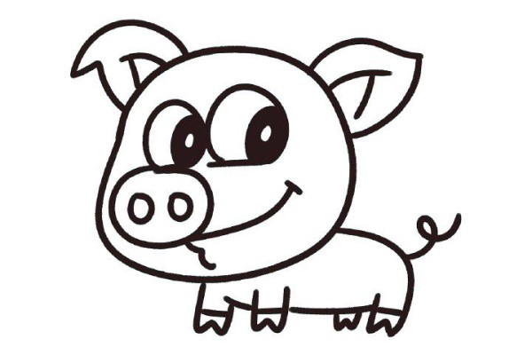 Detailed steps for drawing a simple piglet