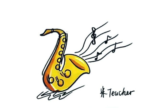 Simple drawing tutorial: musical instrument series saxophone