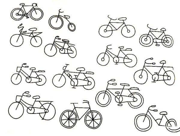 Complete collection of bicycle simple drawings and drawing steps