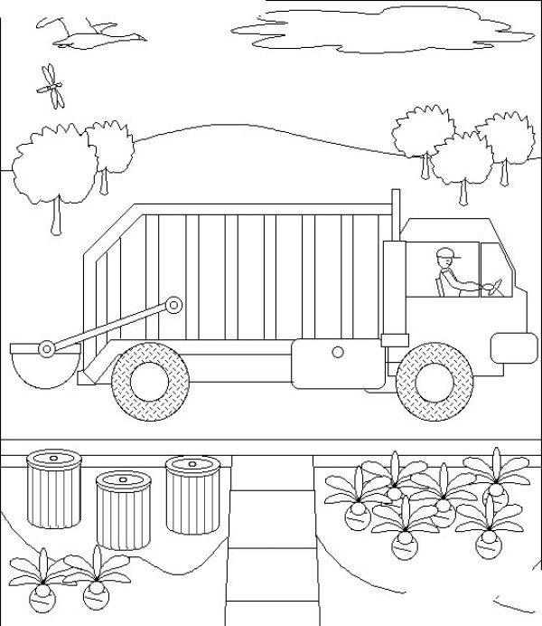 Garbage truck simple drawing picture