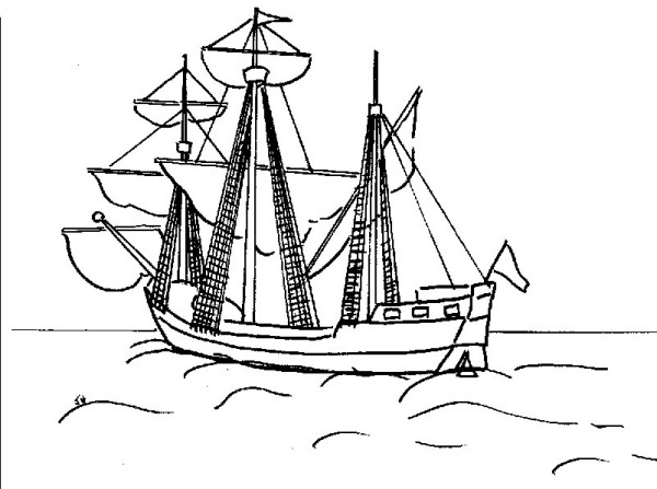 A complete collection of simple drawing pictures of cargo ships with sails