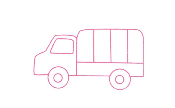 Two simple drawing pictures of large trucks