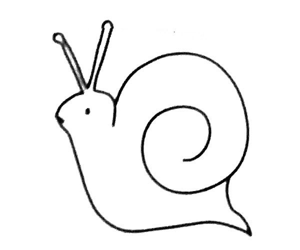 A set of simple drawing pictures of snails