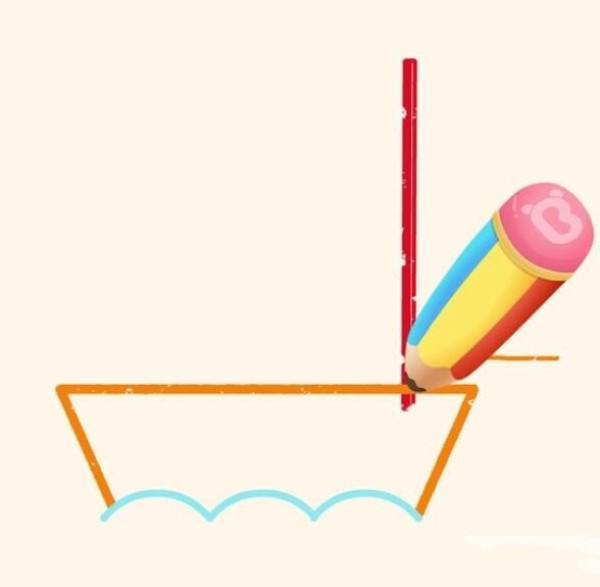 Magical simple drawing sailing boat