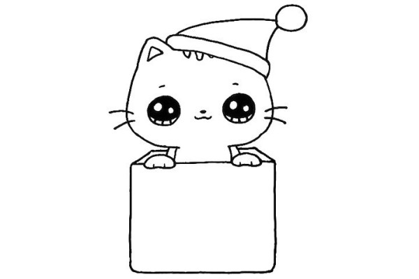 How to draw a Christmas gift kitten