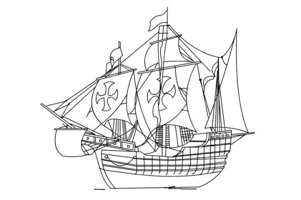 Simple drawing pictures of ancient ships