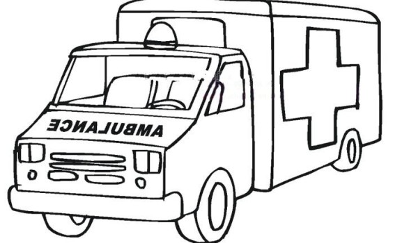 Simple drawing of large ambulance