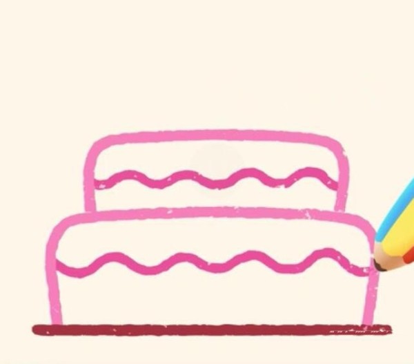 Magical simple drawing birthday cake