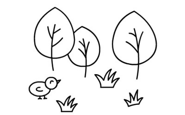 How to draw a simple chicken and grass