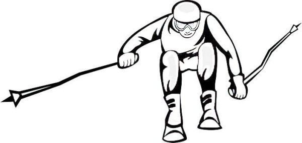 Sports simple drawing - skiing