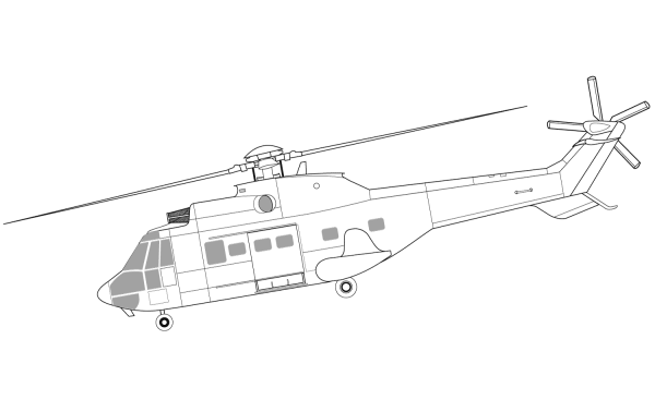 Simple strokes of military helicopter