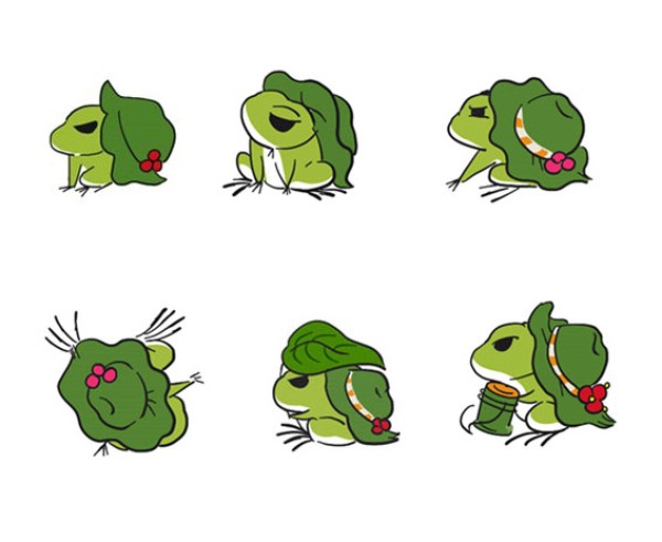 Step-by-step diagram of 6 ways to draw a traveling frog