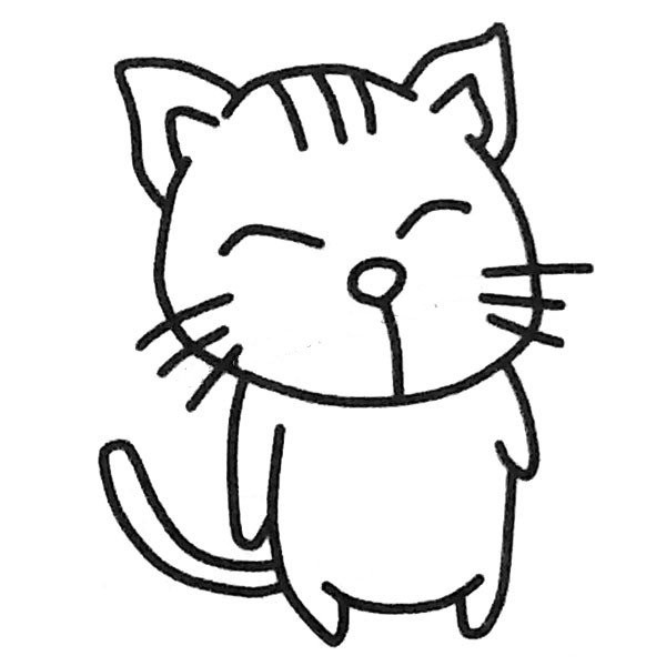 Happy kitten simple drawing picture