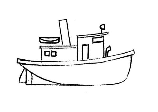 Steps to draw simple strokes of ship