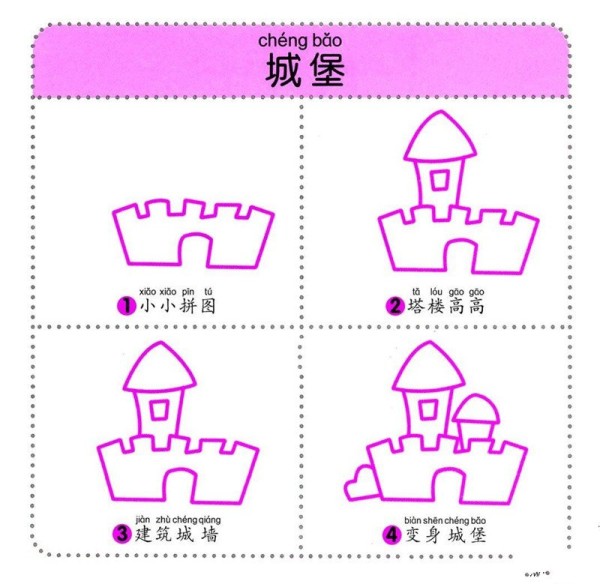 Childrens simple drawing tutorial of castle - castle