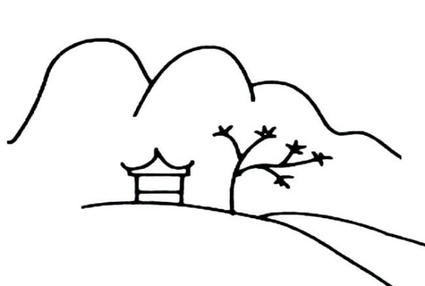 Simple strokes of landscape scenery Simple strokes of mountain scenery