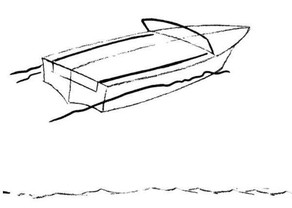 Steps to draw simple strokes of small speedboat