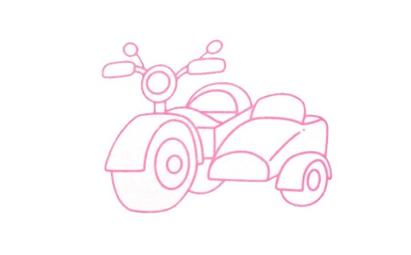 Three simple drawing pictures of motorcycles