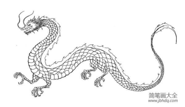 A simple drawing of a dragon A simple drawing of a flying dragon