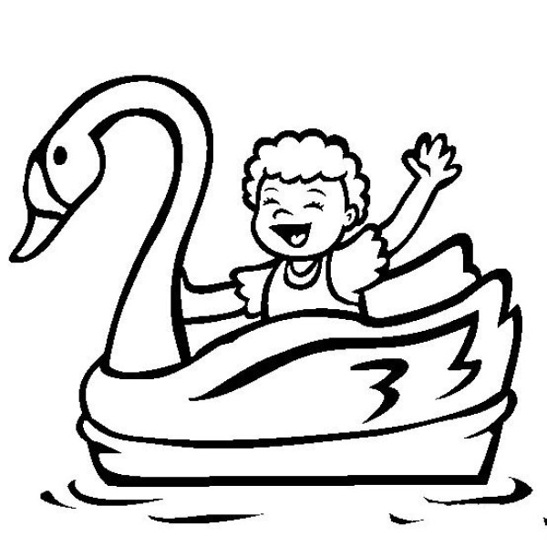 Simple drawing of amusement park rides and simple drawing of swan boat