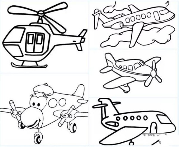 airplane helicopter simple strokes