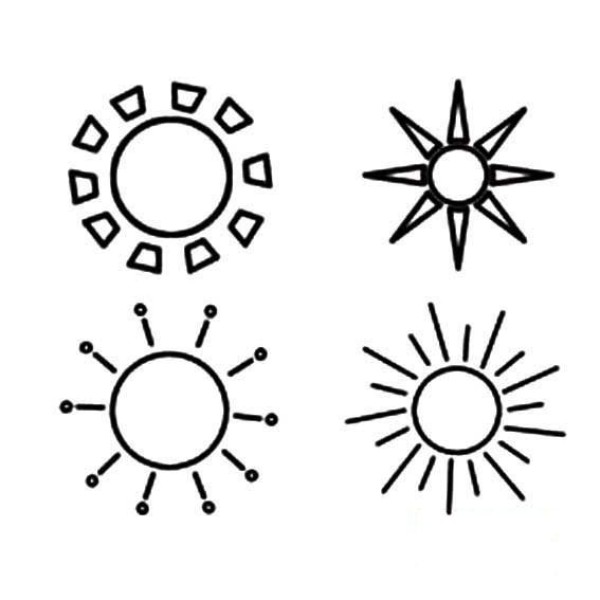 Simple drawings of several kinds of suns